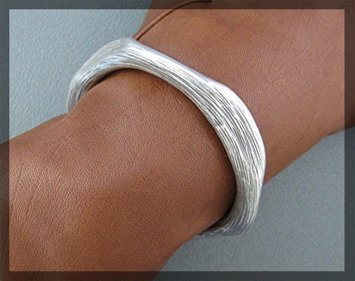 Bracelet Sterling Brushed  Silver Bangle Hand Made