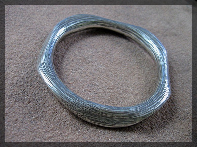 Bracelet Sterling Brushed  Silver Bangle Hand Made