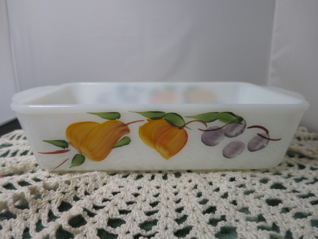 Anchor Hocking Fire King 409 Quart Loaf Pan Painted Fruit