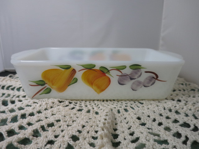 Anchor Hocking Fire King 409 Quart Loaf Pan Painted Fruit
