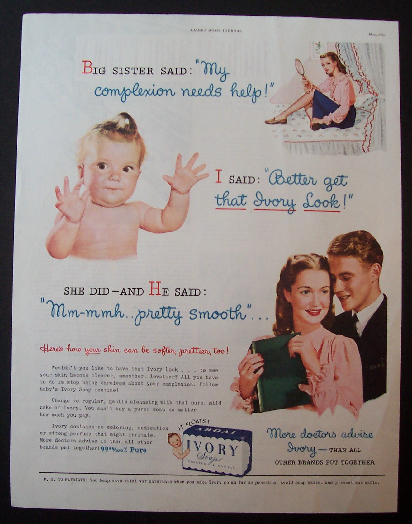 1945 Ivory Soap with 2 Women, Baby & Man