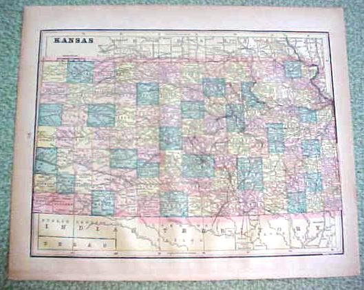 Antique Map South Dakota Kansas 1894