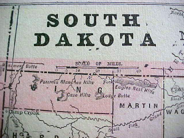 Antique Map South Dakota Kansas 1894