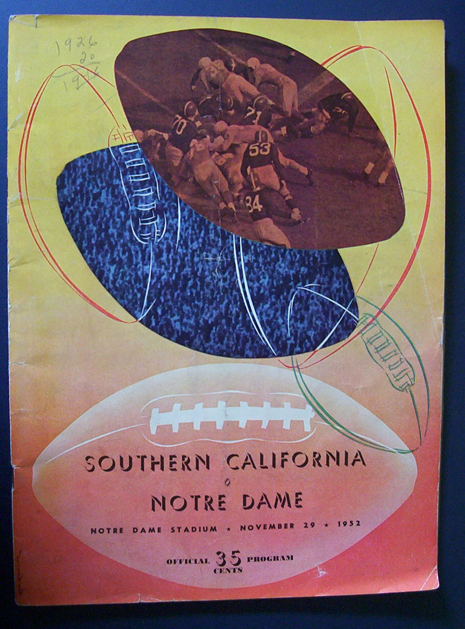 Notre Dame vs Southern California Program-Nov. 29, 1952