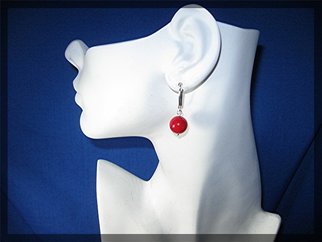 Coral 11mm Sterling Silver Hook Earrings