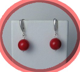 Coral 11mm Sterling Silver Hook Earrings