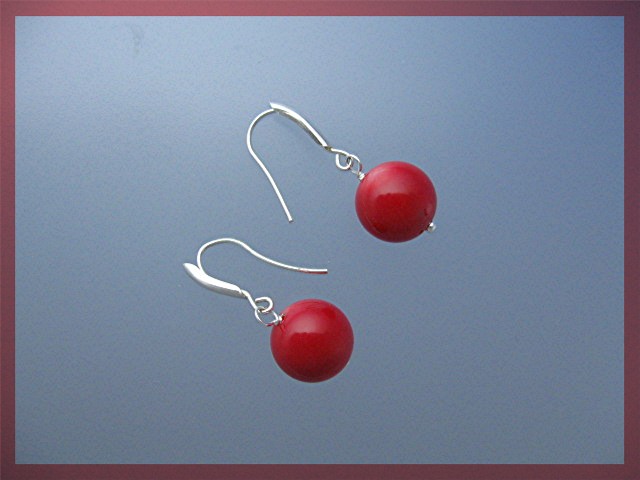 Coral 11mm Sterling Silver Hook Earrings