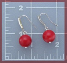 Coral 11mm Sterling Silver Hook Earrings