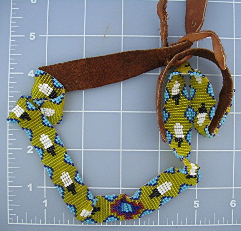 Native American Beaded Leather Hat Band Hand Made