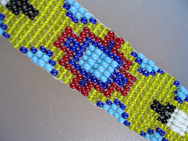 Native American Beaded Leather Hat Band Hand Made