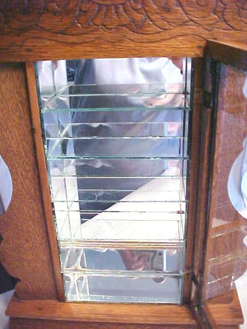 Oak Show Case Shelf Clock Case Lighted Antique