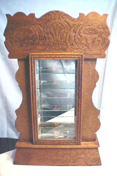 Oak Show Case Shelf Clock Case Lighted Antique