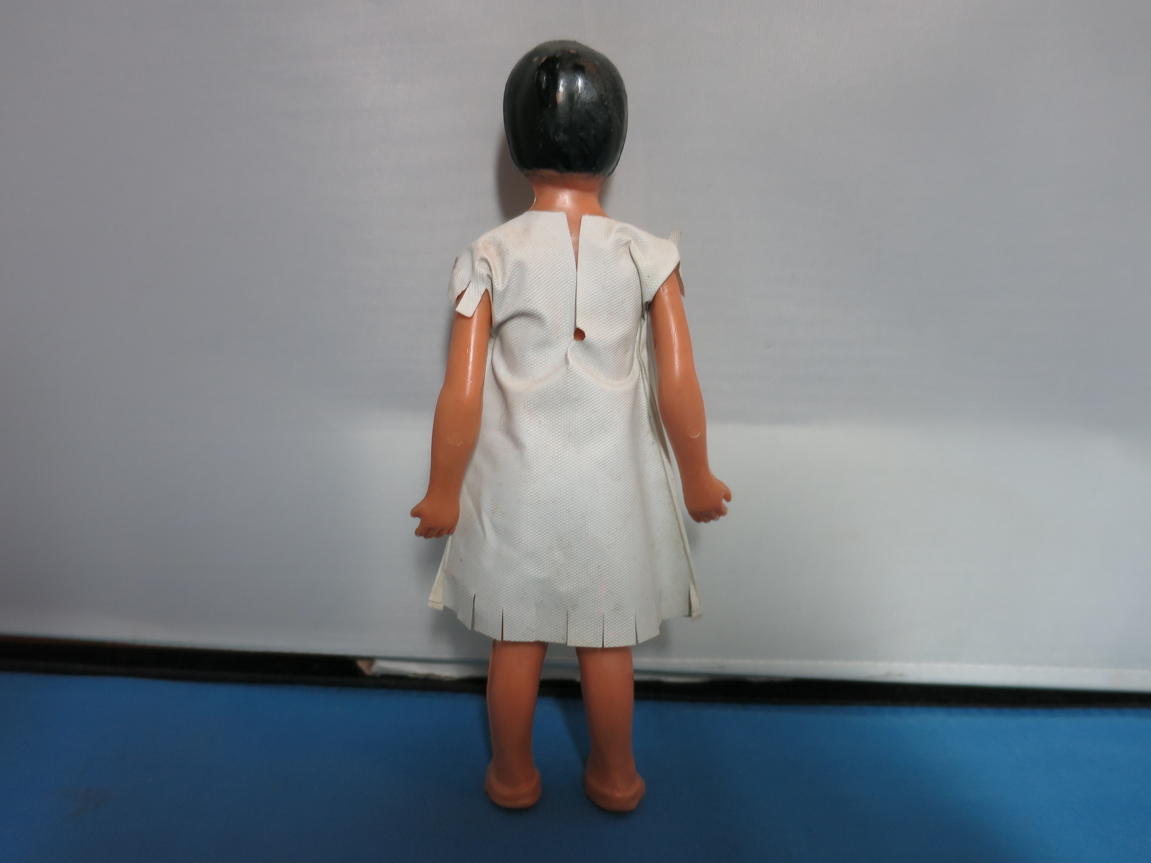 Vintage Indian Doll Hard Plastic 5 1/2 inch Oil Cloth Dress