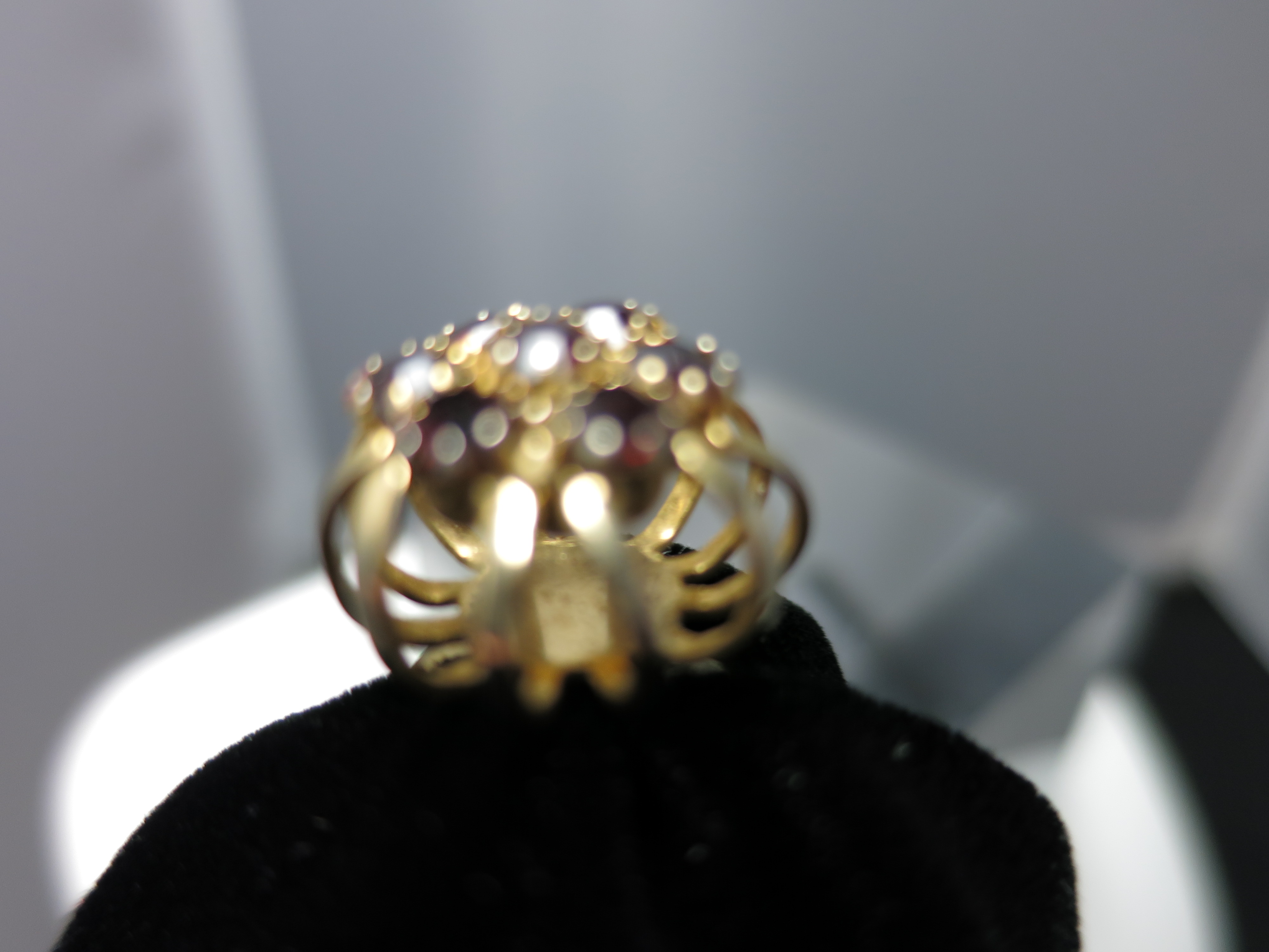 Red Garnet Crown Cluster Adjustable Ring Vintage Size 7