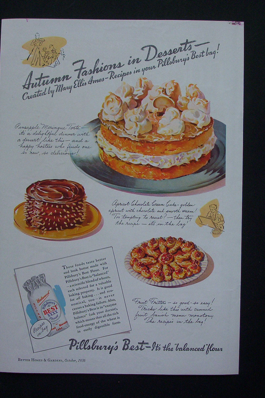 1936 Pillsbury's Best Flour with Autumn's Desserts