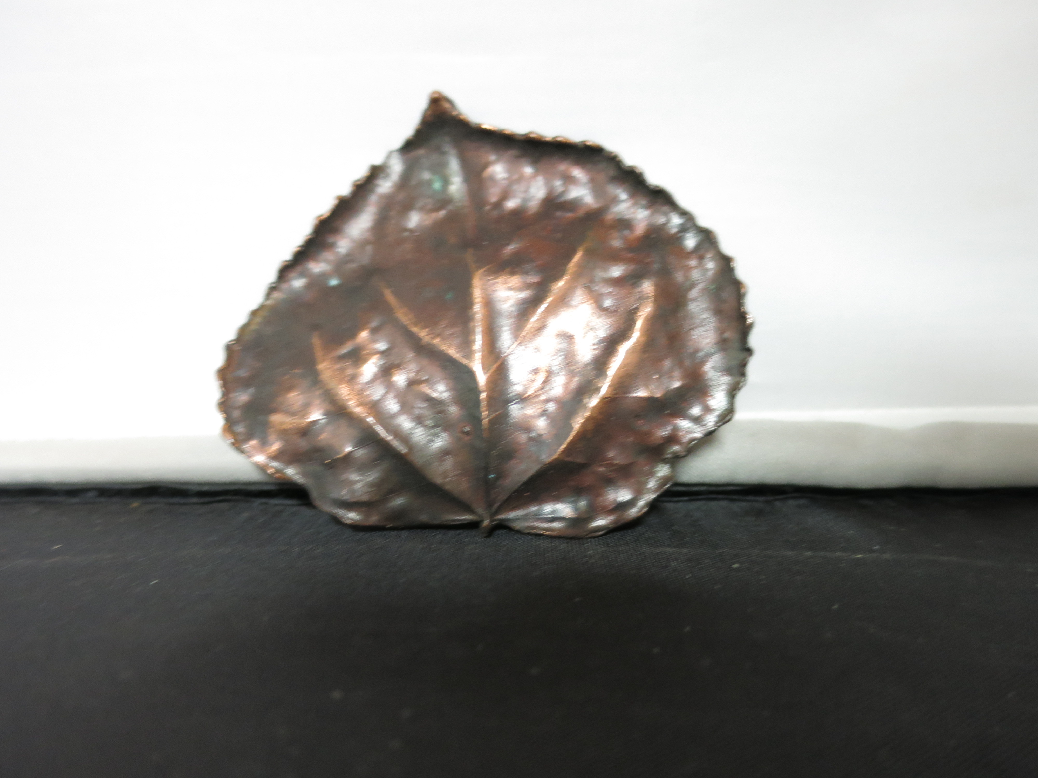 Bergamot Brass Works Belt Buckle Aspen Leaf Copper Tone 1974