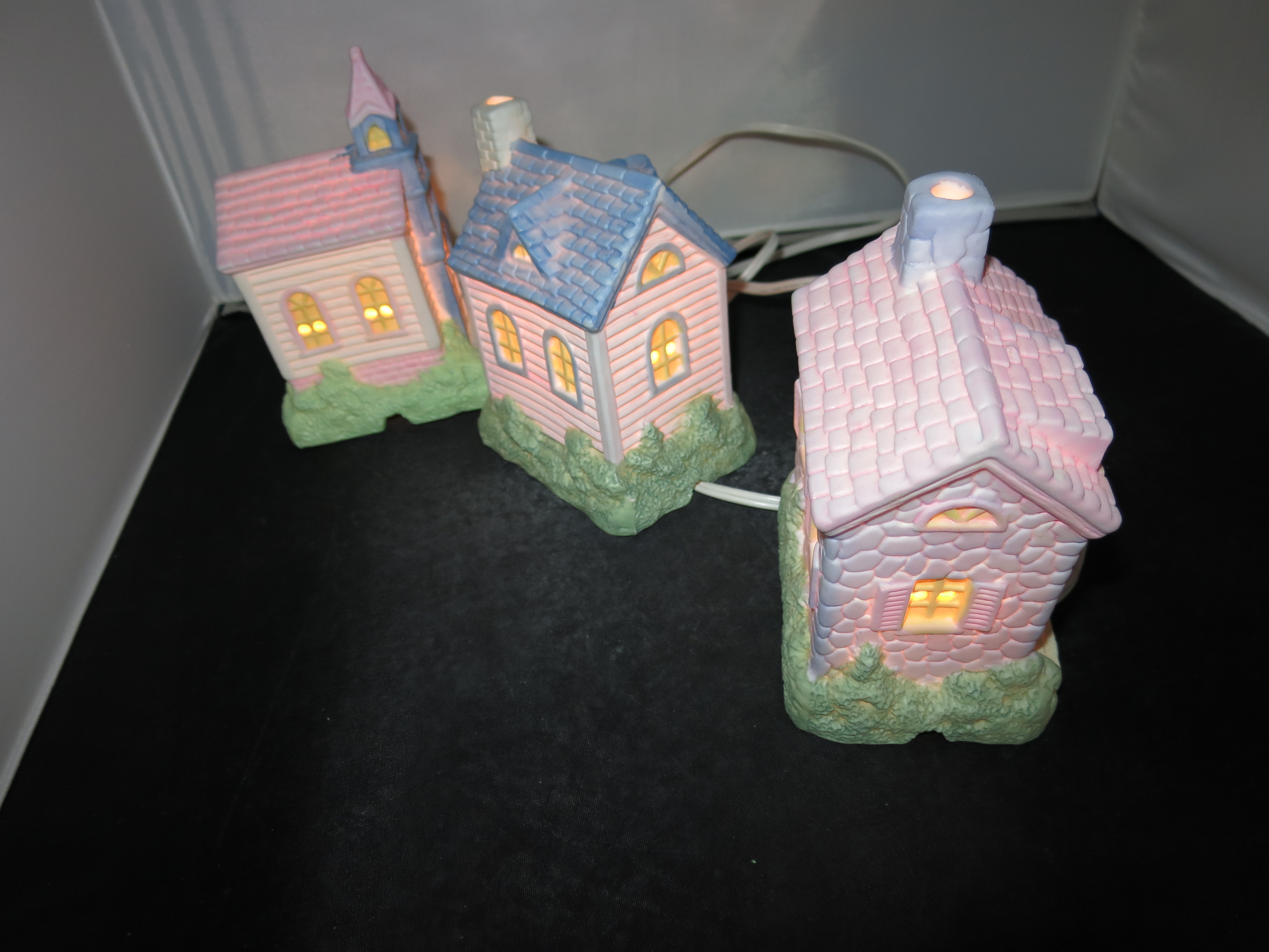 Easter Village House Set of Three House Church Bakery