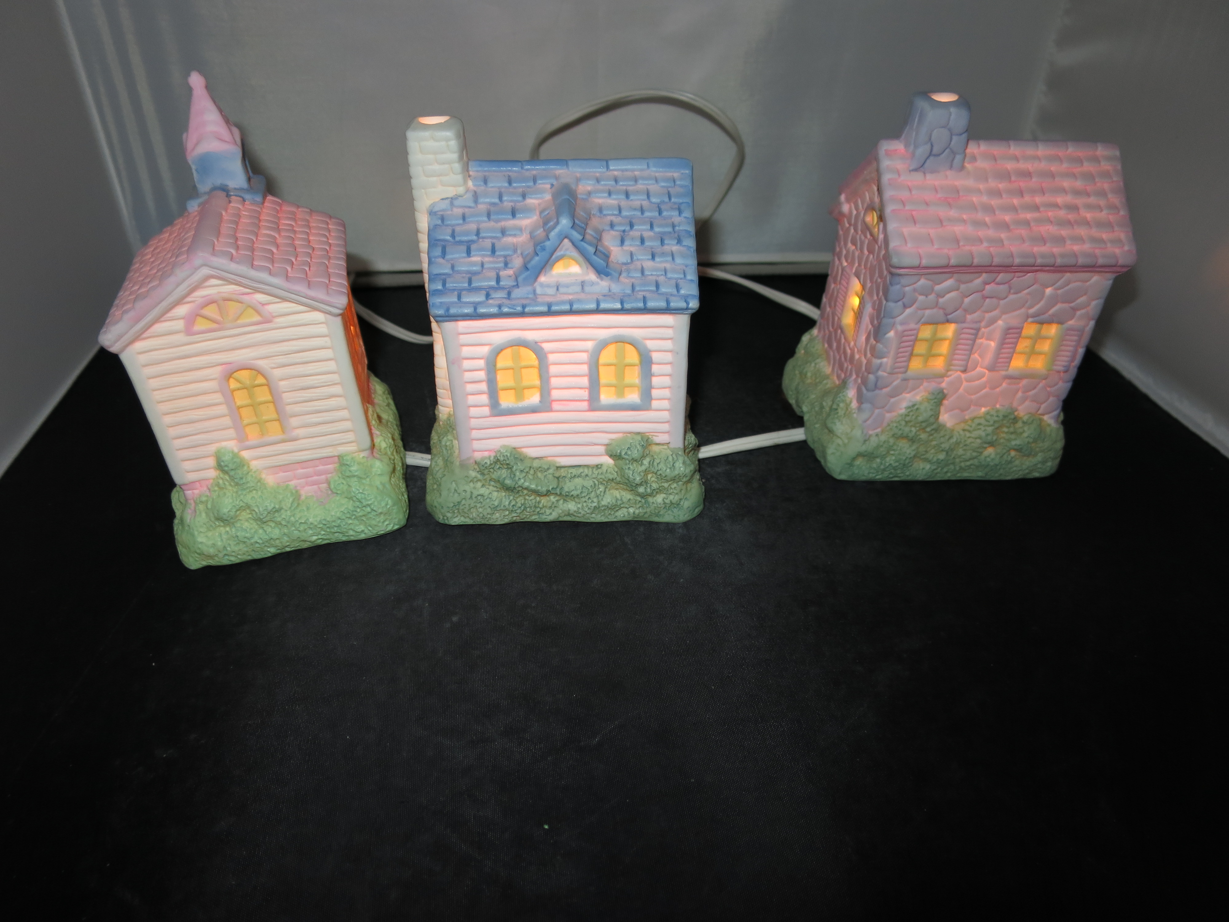 Easter Village House Set of Three House Church Bakery