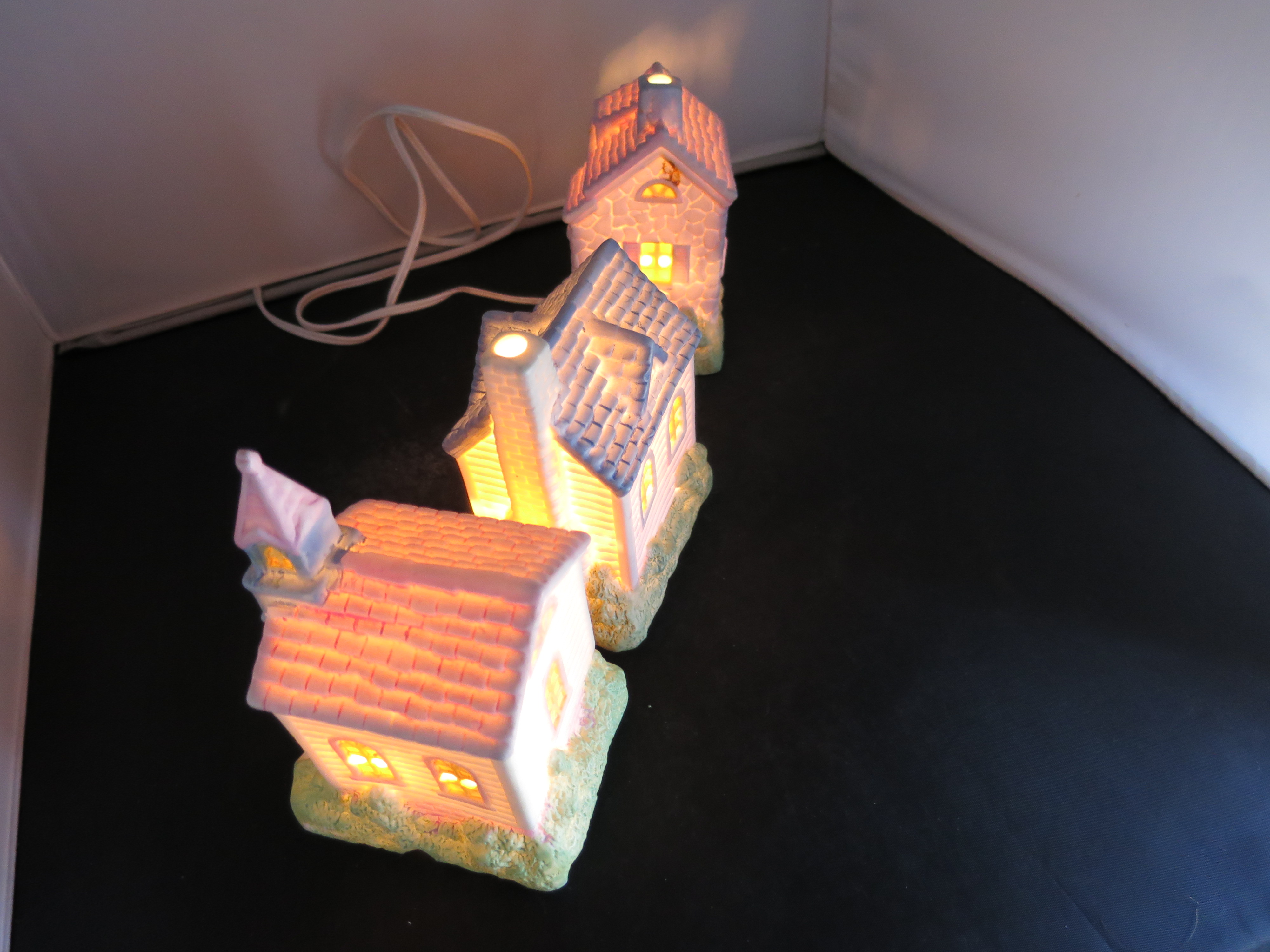 Easter Village House Set of Three House Church Bakery
