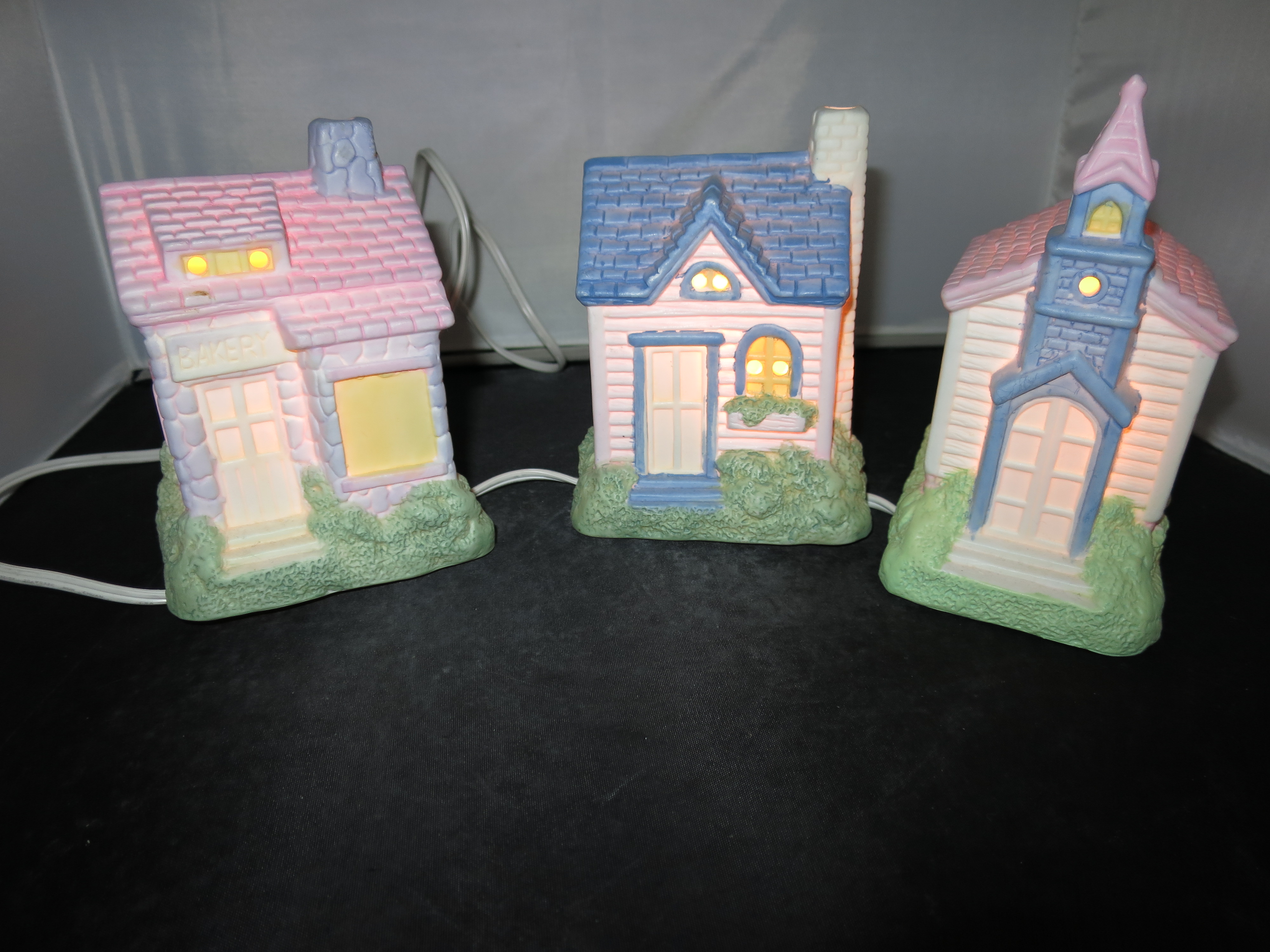 Easter Village House Set of Three House Church Bakery