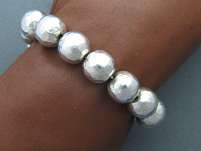 Bracelet Sterling Silver 13mm dimpled Bead Toggle