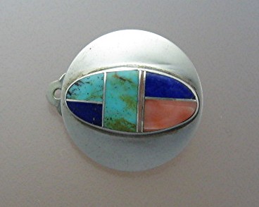 Sterling Silver Coral Lapis Turquoise Clip Earrings J