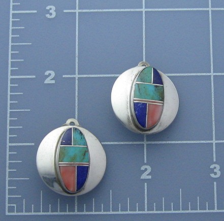 Sterling Silver Coral Lapis Turquoise Clip Earrings J