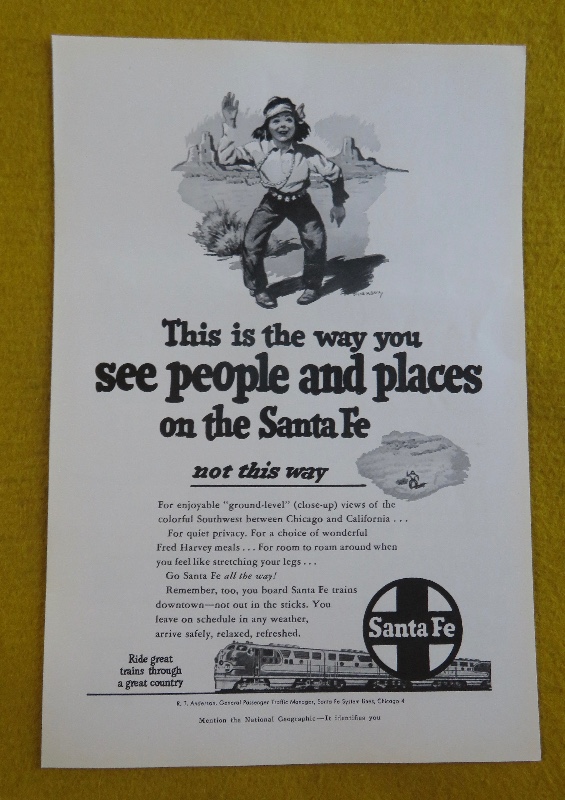 1950 Santa Fe With Indian Boy Waving