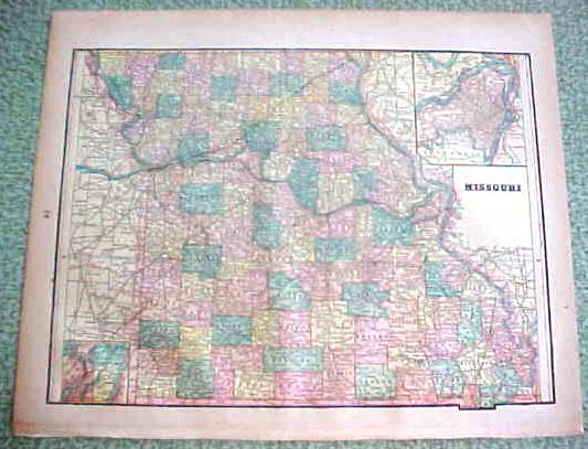 Antique Map Minnesota Missouri 1894