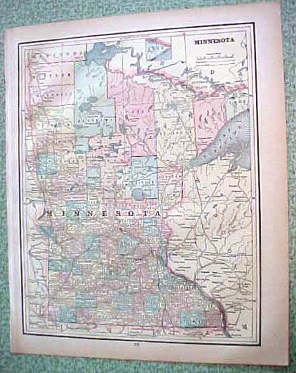 Antique Map Minnesota Missouri 1894