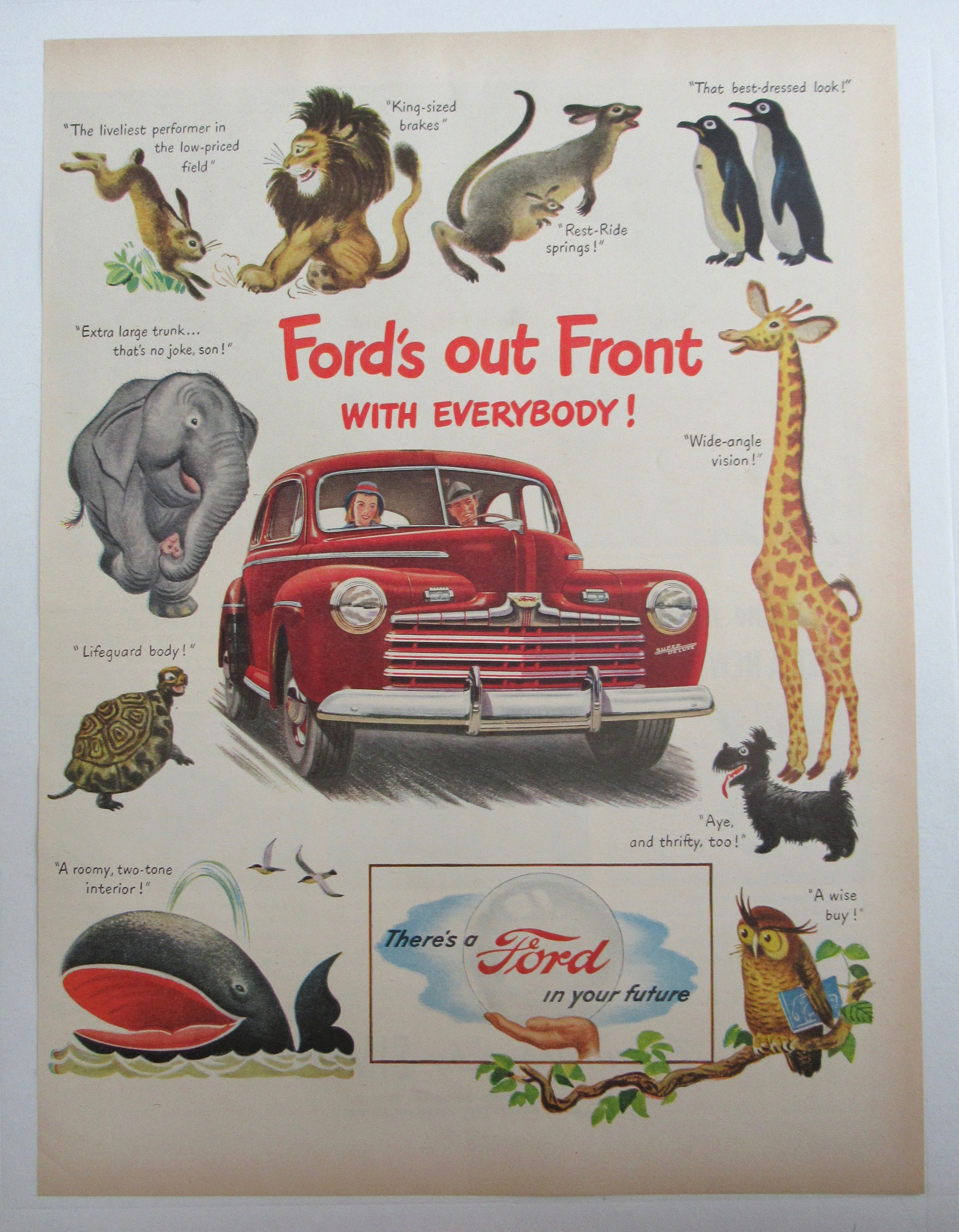 1946 Ford Automobile with Ford's Out Front
