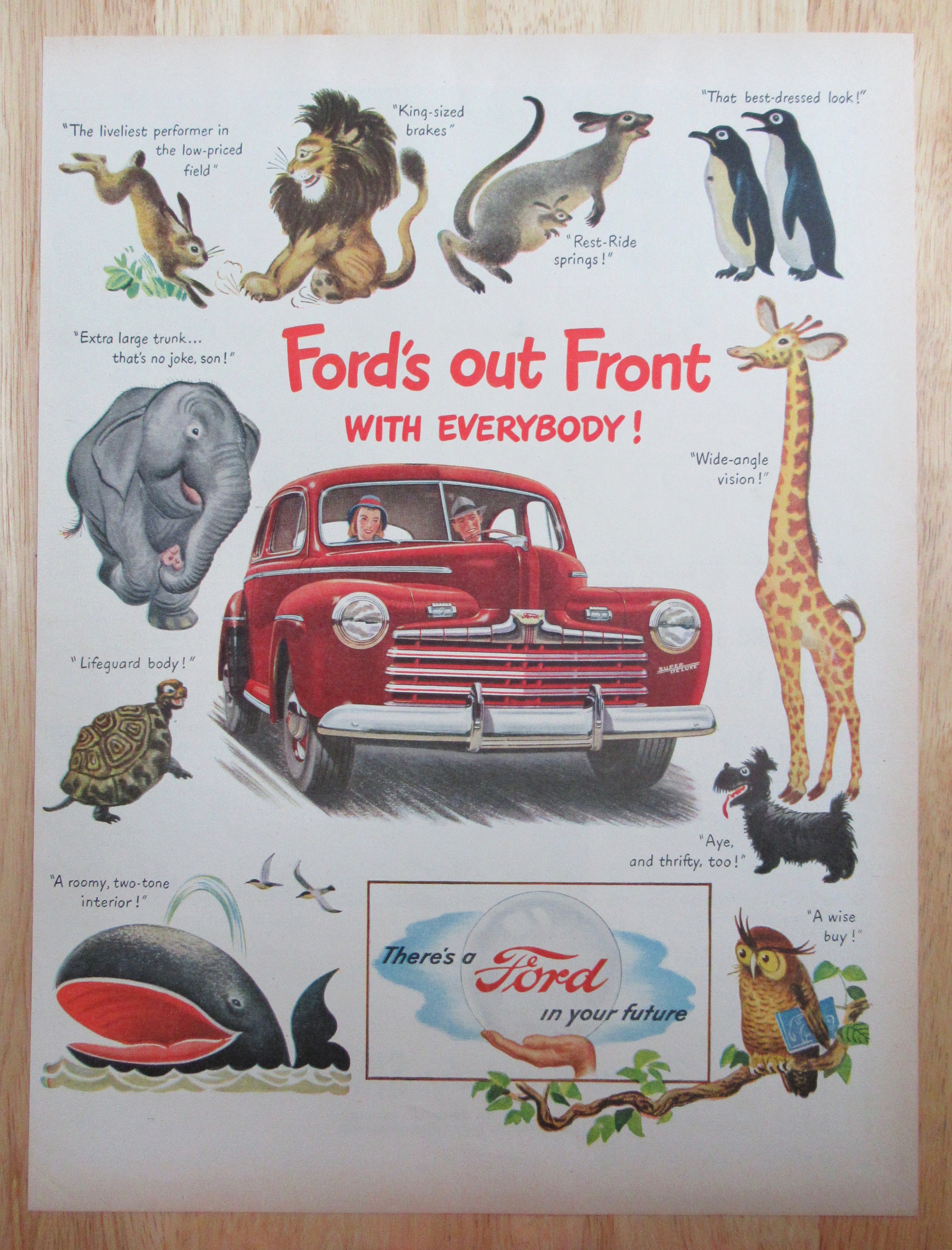 1946 Ford Automobile with Ford's Out Front