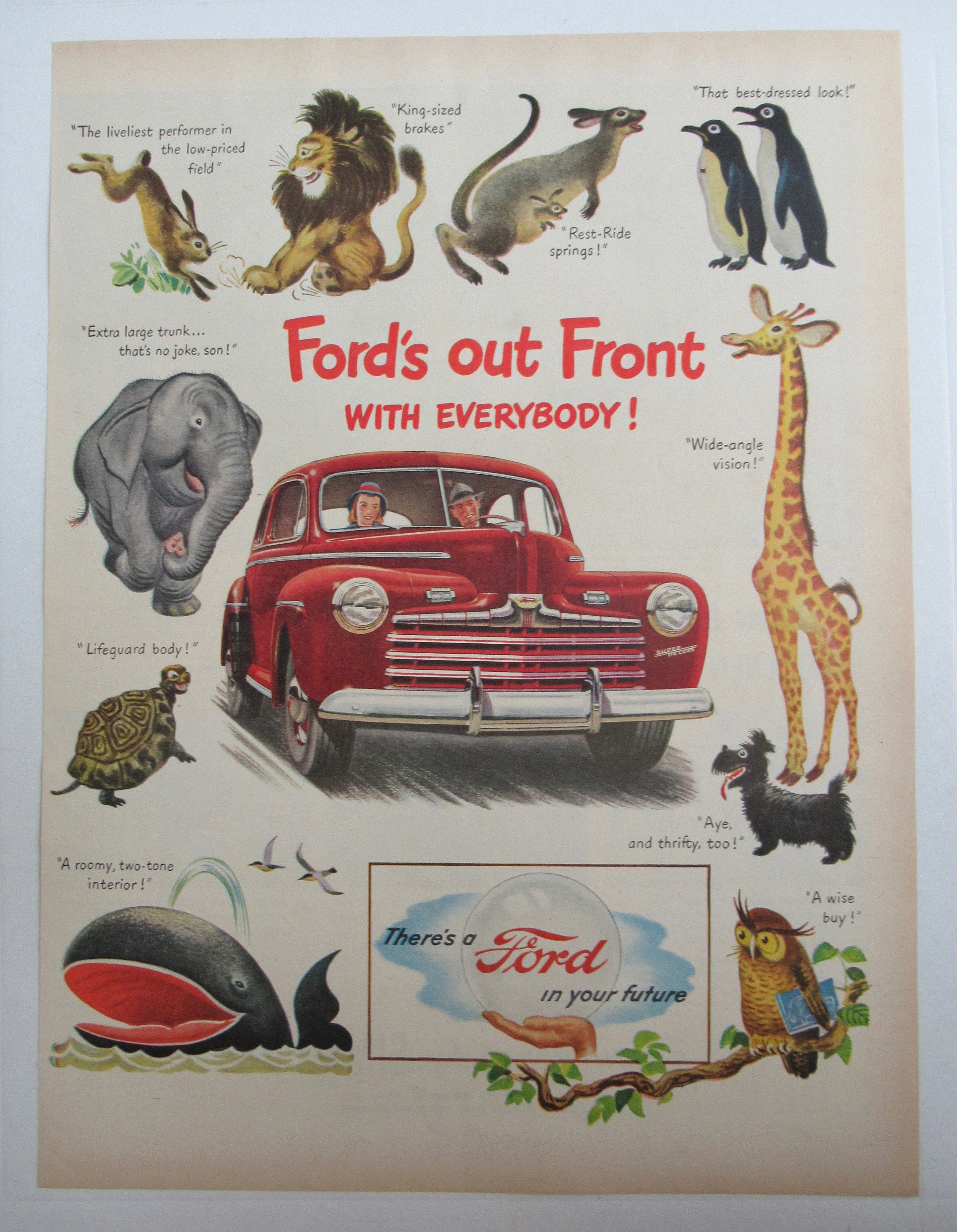 1946 Ford Automobile with Ford's Out Front