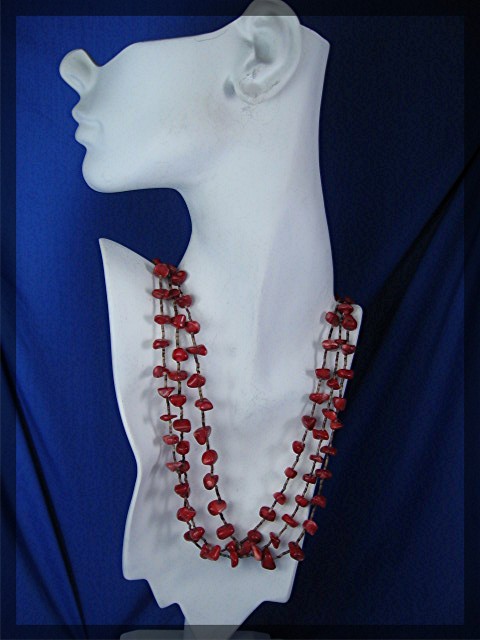 Coral and Tan Heishi Bead Necklace