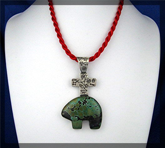 ROCKI GORMAN Sterling Silver Turquoise Bear Pendant