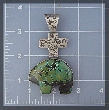 ROCKI GORMAN Sterling Silver Turquoise Bear Pendant