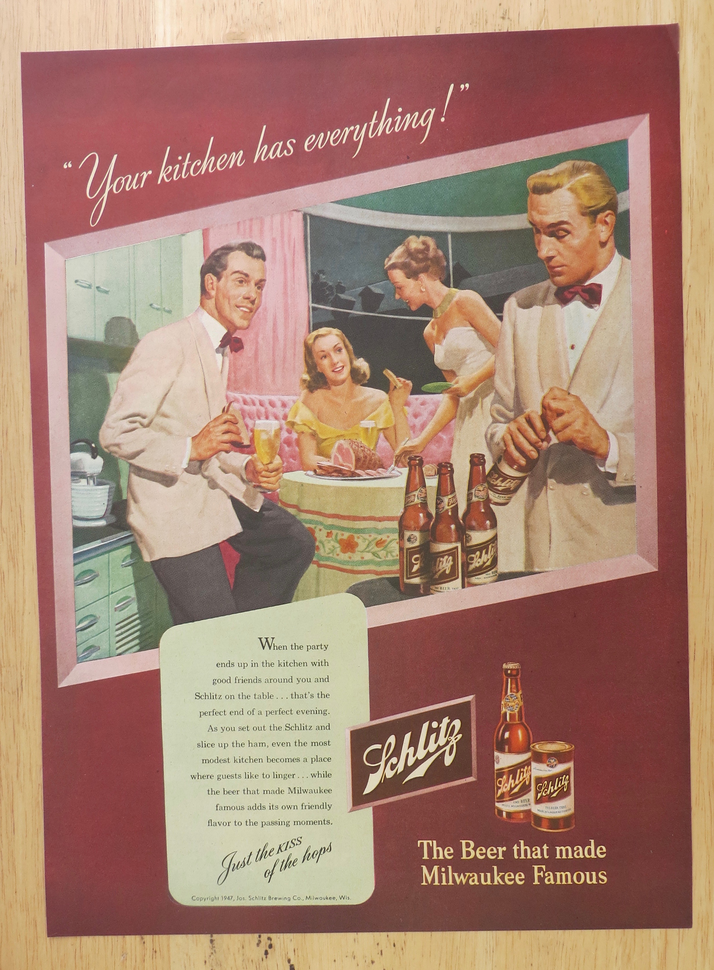 1947 Schlitz Beer with Two Couples Enjoying Beer