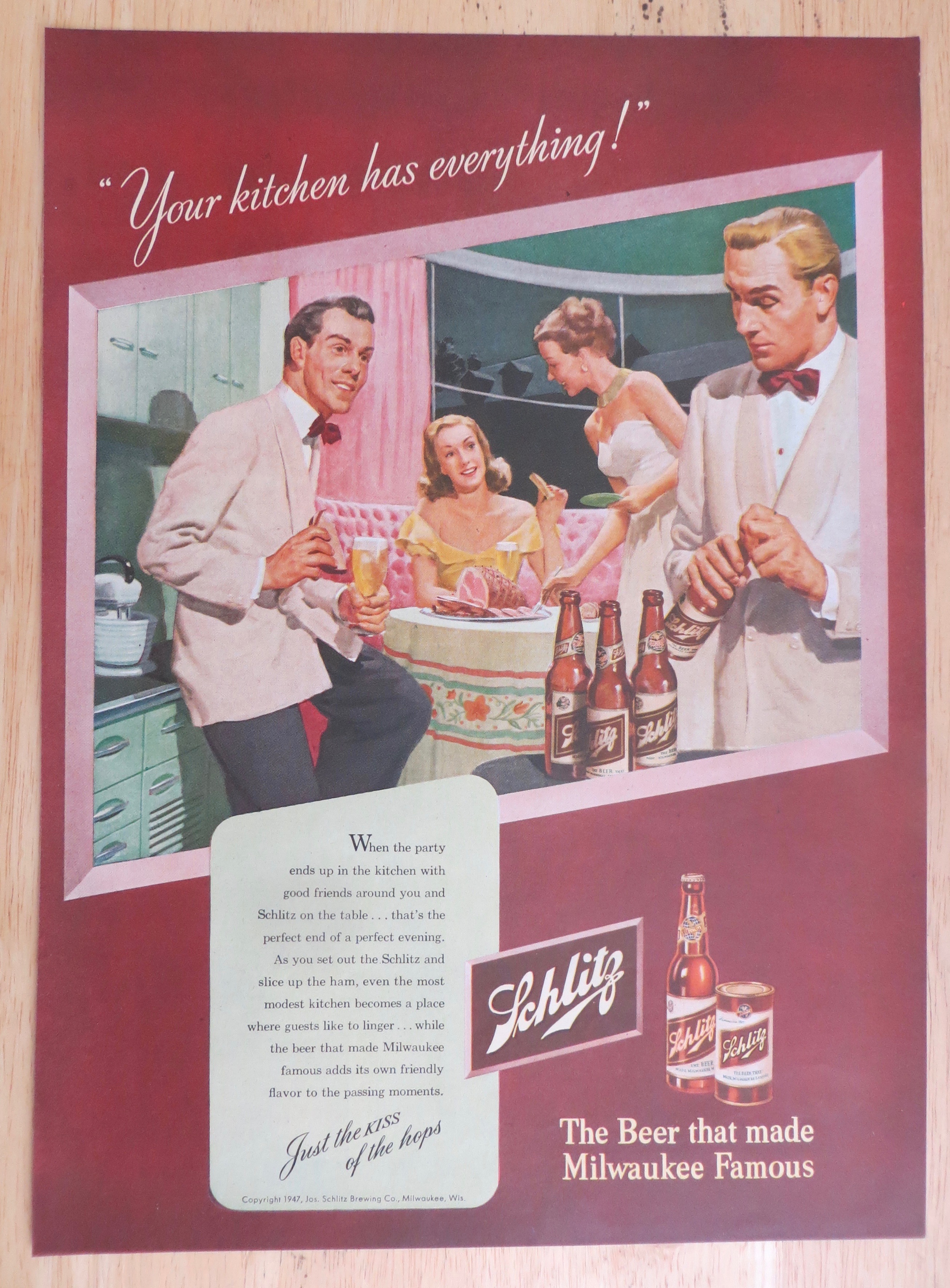 1947 Schlitz Beer with Two Couples Enjoying Beer