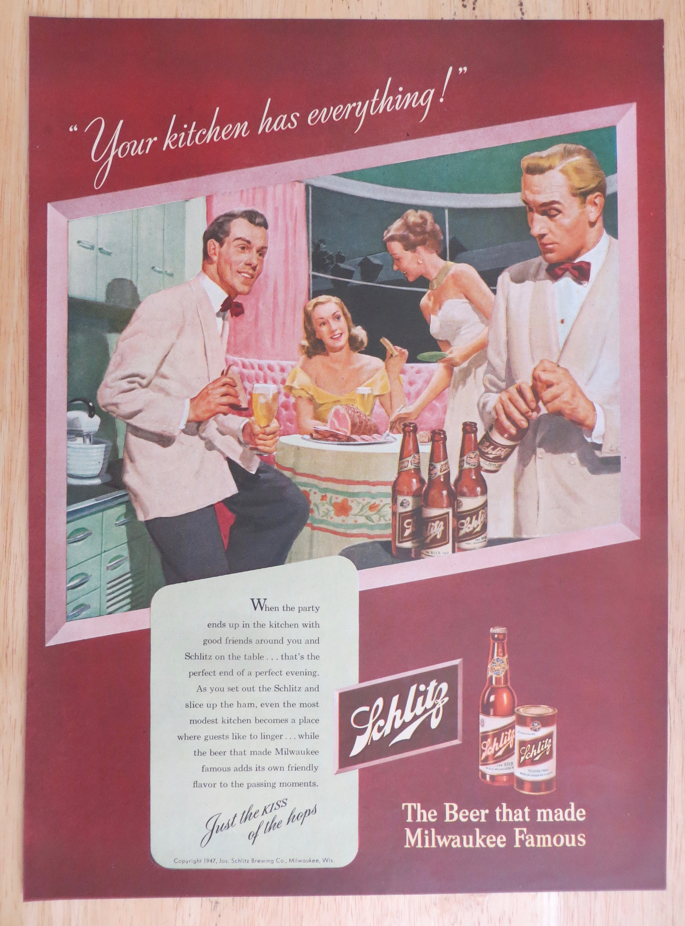 1947 Schlitz Beer with Two Couples Enjoying Beer