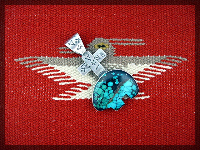ROCKI GORMAN Sterling Silver Turquoise Bear Pendant