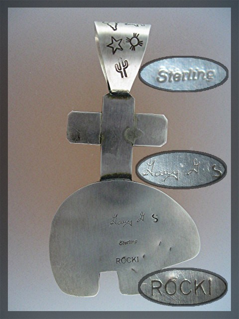 ROCKI GORMAN Sterling Silver Turquoise Bear Pendant