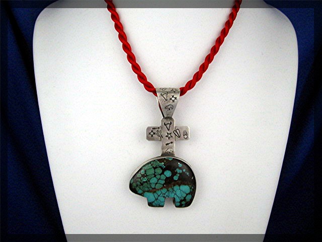 ROCKI GORMAN Sterling Silver Turquoise Bear Pendant