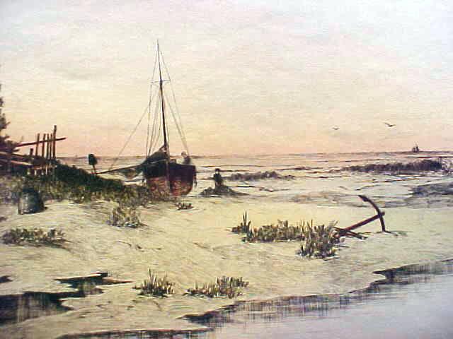 Oystermans Home Color Print Dtd 1891 Antique Frame