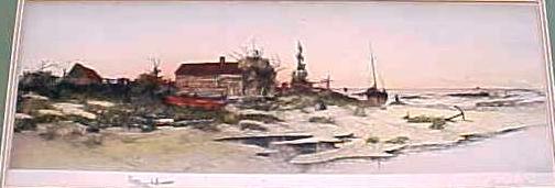 Oystermans Home Color Print Dtd 1891 Antique Frame