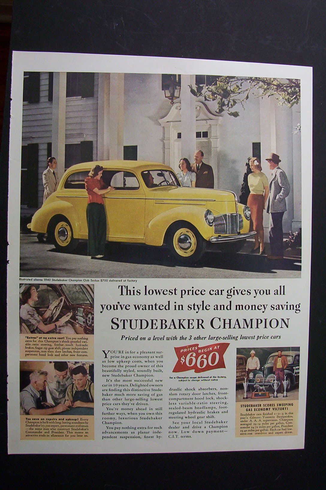 1940 Studebaker with a Yellow Studebaker Champion