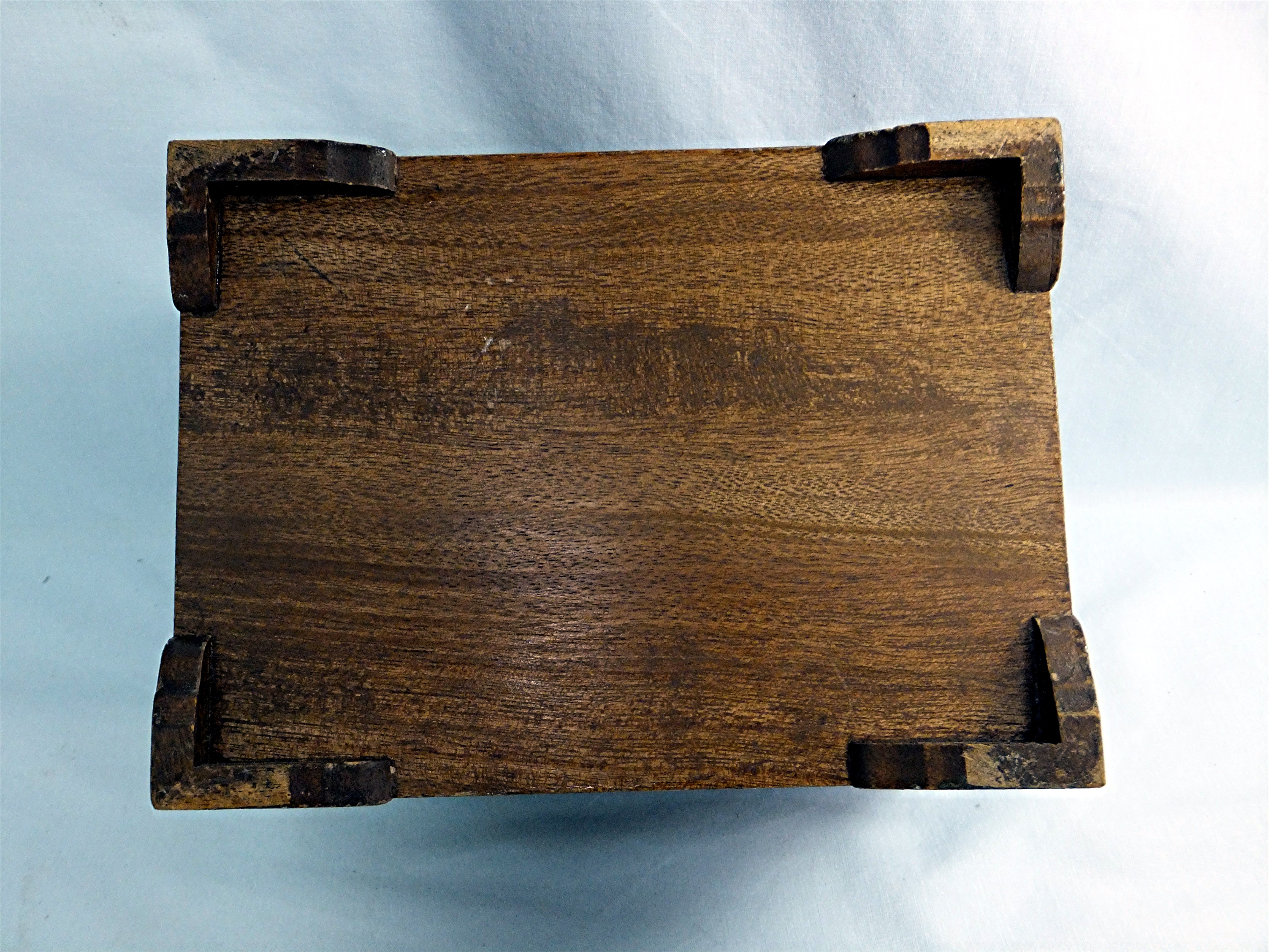 Vintage Hand Carved Wooden Jewelry Box With Key