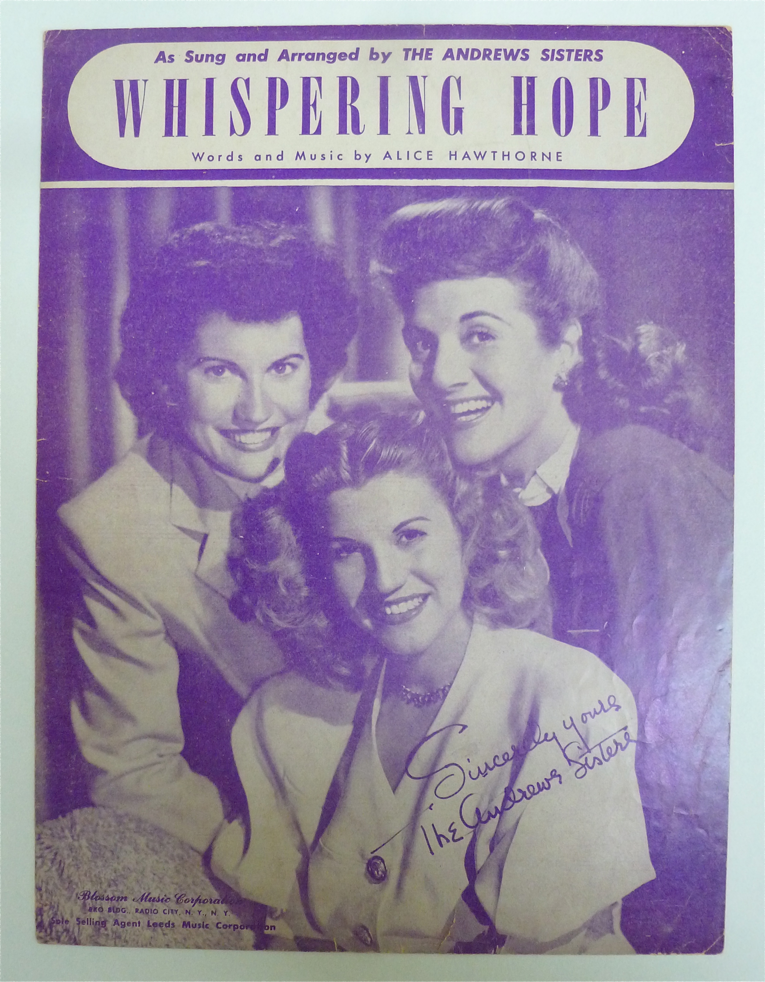 Sheet Music For 1949 Whispering Hope