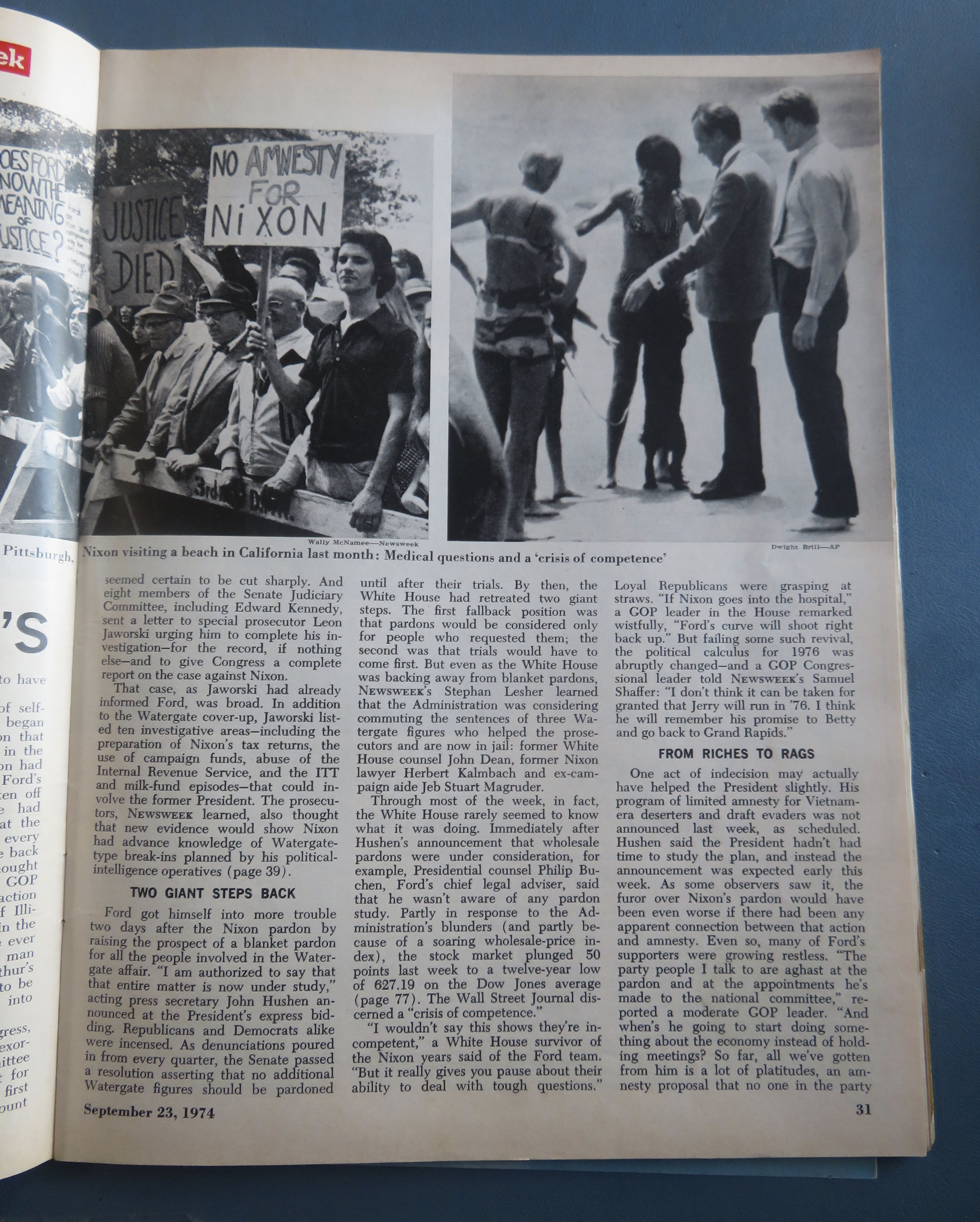 Newsweek Magazine September 23, 1974 How Sick Is Nixon