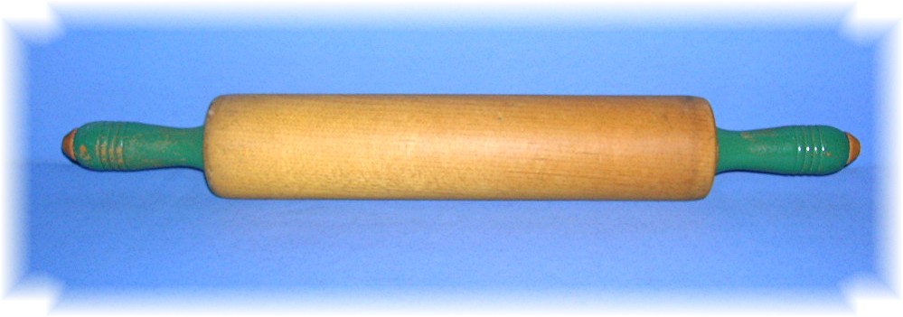 Vintage Rolling Pin With Green Handles