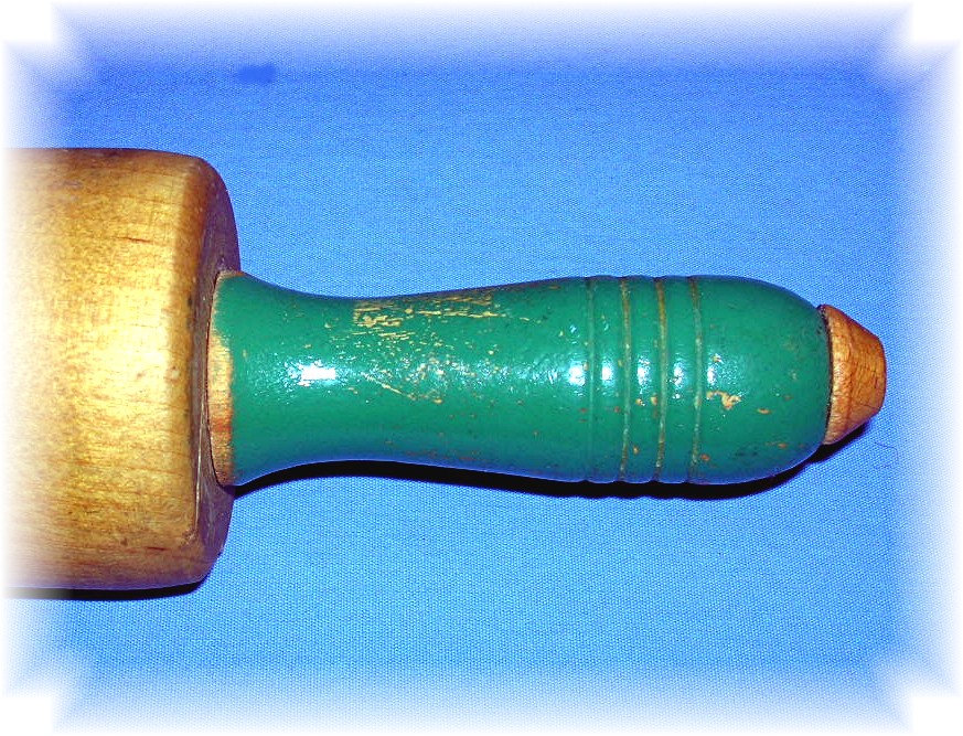 Vintage Rolling Pin With Green Handles
